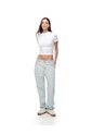 Camiseta Crop Slim Algodón Blanca Mujer Blanco de Gef