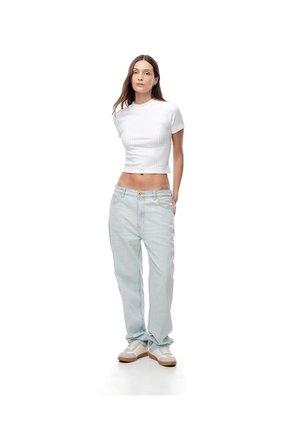 Camiseta Crop Slim Algodón Blanca Mujer Blanco