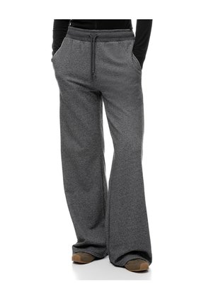 Pantalón Relax Tiro Medio Algodón Gris Mujer Gris