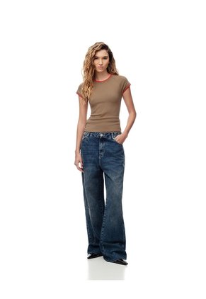 Camiseta Slim Algodón Negra Mujer Cafe