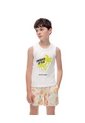 Camisilla Algodón Blanca Estampada Niño Blanco de Gef