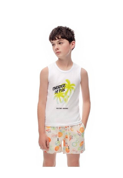 Camisilla Algodón Blanca Estampada Niño Blanco