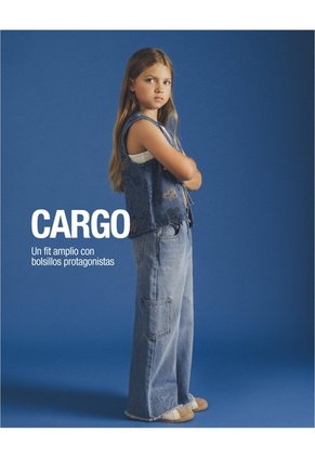 Jean Cargo Tiro Medio índigo Medio Niña Azul
