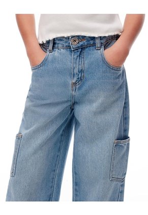 Jean Cargo Tiro Medio índigo Medio Niña Azul