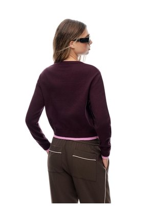 Suéter Tejido Regular Botones Vinotinto Mujer Violeta