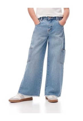 Jean Cargo Tiro Medio índigo Medio Niña Azul