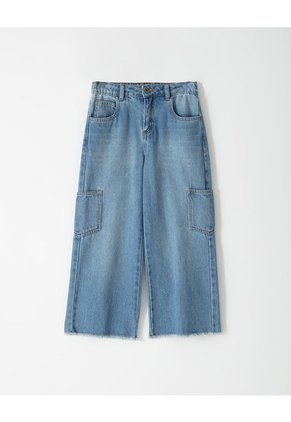 Jean Cargo Tiro Medio índigo Medio Niña Azul