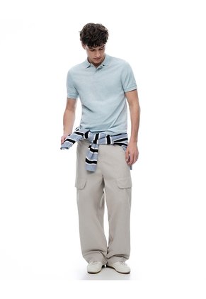 Polo Slim Algodón Azul Hombre Azul