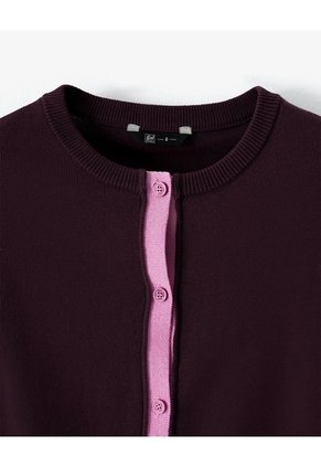 Suéter Tejido Regular Botones Vinotinto Mujer Violeta