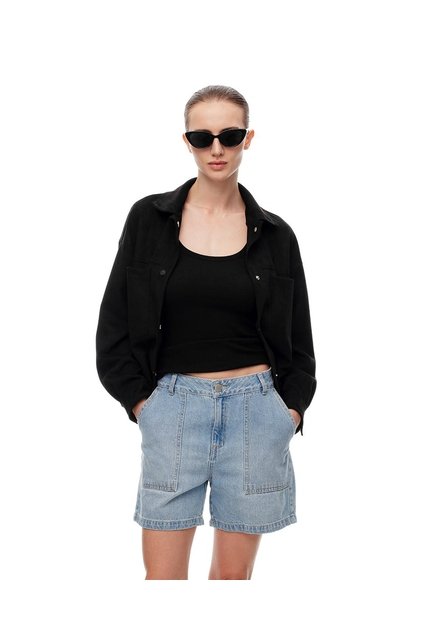 Short Tiro Alto Denim índigo Medio Mujer Azul