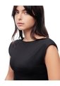Camiseta Crop Slim Doble Tela Negra Mujer Negro de Gef