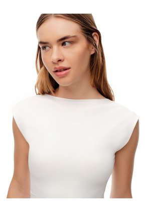 Camiseta Crop Slim Doble Tela Blanca Mujer Blanco