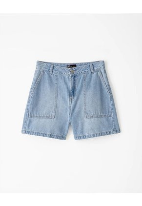 Short Tiro Alto Denim índigo Medio Mujer Azul