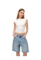 Camiseta Crop Slim Doble Tela Blanca Mujer Blanco de Gef