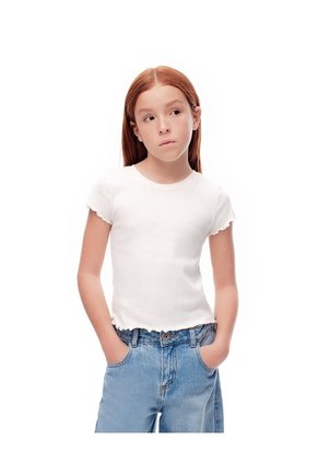 Camiseta Slim Algodón Blanca Niña Blanco