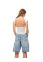 Camiseta Crop Slim Doble Tela Blanca Mujer Blanco de Gef
