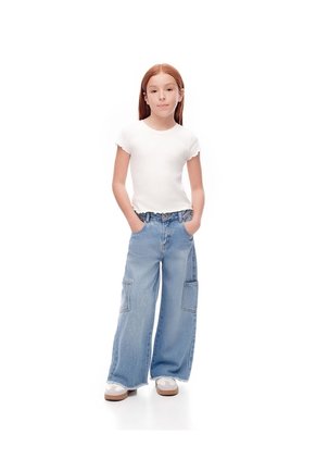 Camiseta Slim Algodón Blanca Niña Blanco