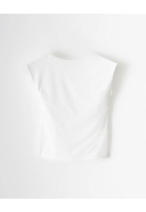 Camiseta Crop Slim Doble Tela Blanca Mujer Blanco