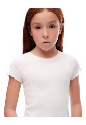 Camiseta Slim Algodón Blanca Niña Blanco