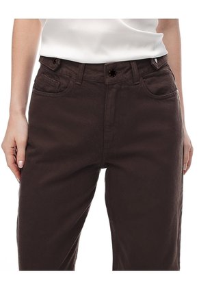 Jean Wide Leg Tiro Alto Chocolate Mujer Chocolate