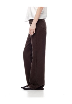 Jean Wide Leg Tiro Alto Chocolate Mujer Chocolate