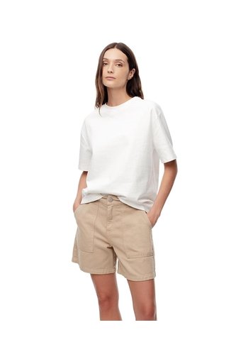 Short Tiro Alto Denim Caqui Mujer Beige Gef