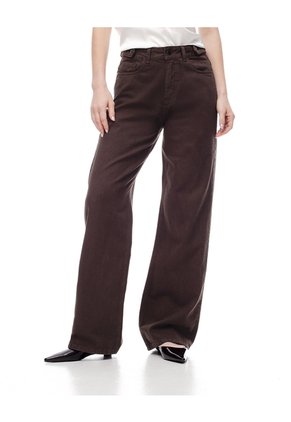 Jean Wide Leg Tiro Alto Chocolate Mujer Chocolate