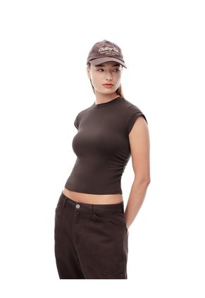 Camiseta Crop Slim Chocolate Mujer Chocolate