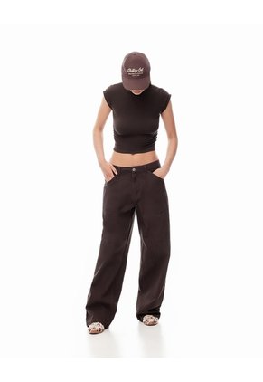 Camiseta Crop Slim Chocolate Mujer Chocolate