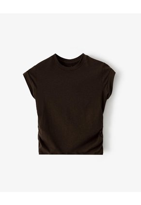 Camiseta Crop Slim Chocolate Mujer Chocolate