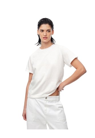 Camiseta Regular Algodón Blanca Mujer Blanco Gef