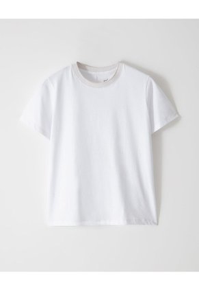 Camiseta Regular Algodón Blanca Mujer Blanco