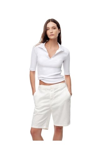 Polo Slim Tejido De Punto Algodón Blanca Mujer Blanco Gef