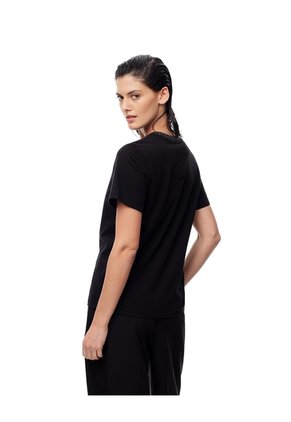 Camiseta Regular Algodón Negra Mujer Negro