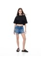 Short Tiro Medio Denim Desgaste índigo Medio Mujer Azul de Gef