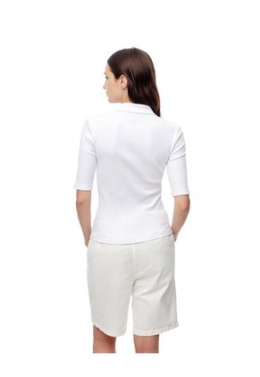 Polo Slim Tejido De Punto Algodón Blanca Mujer Blanco