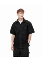 Camisa Manga Corta Denim Regular Negra Hombre Azul de Gef
