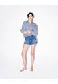 Short Tiro Medio Denim Desgaste índigo Medio Mujer Azul de Gef
