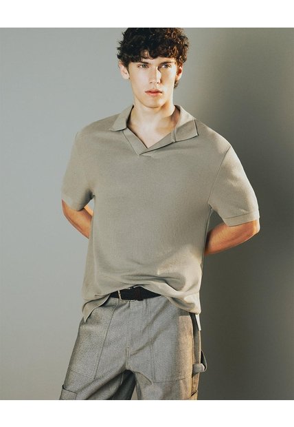 Polo Regular Algodón Taupe Hombre Marron Claro