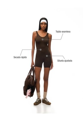 Enterizo Deportivo Seamless Chocolate Mujer Chocolate