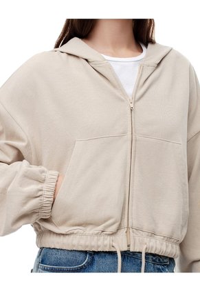 Chaqueta Regular Algodón Arena Mujer Beige