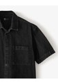 Camisa Manga Corta Denim Regular Negra Hombre Azul de Gef