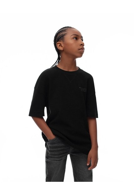 Camiseta Regular Algodón Negra Niño Negro