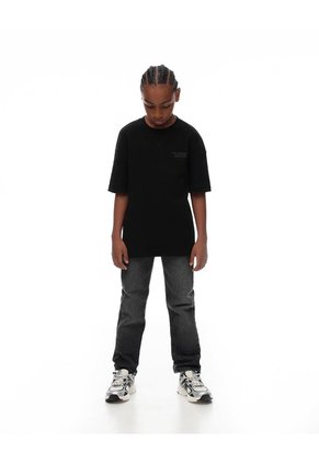 Camiseta Regular Algodón Negra Niño Negro