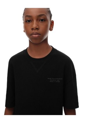 Camiseta Regular Algodón Negra Niño Negro