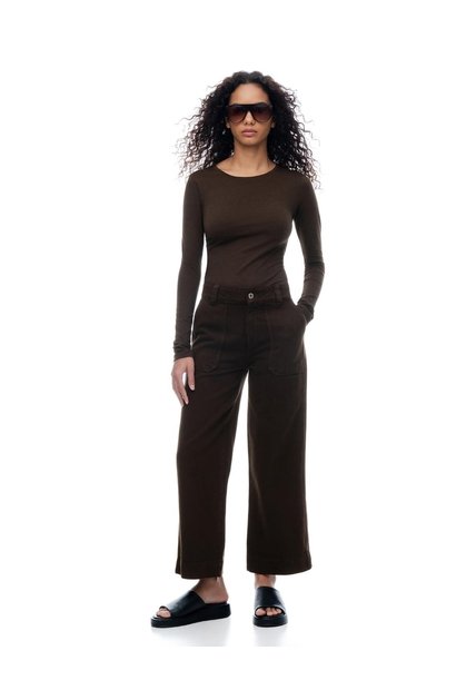 Jean Culotte Tiro Medio Chocolate Mujer Chocolate