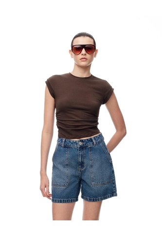Short Tiro Alto Denim índigo Oscuro Mujer Azul Gef