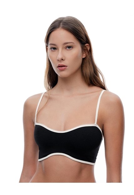 Top Soporte Medio Seamless Negro Mujer Negro