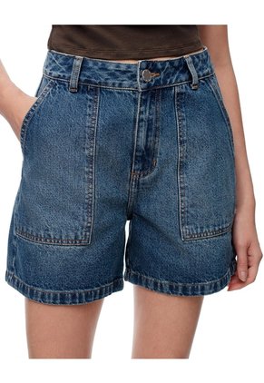 Short Tiro Alto Denim índigo Oscuro Mujer Azul