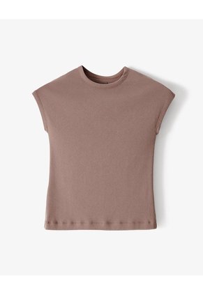 Camiseta Slim Manga Corta Café Mujer Cafe